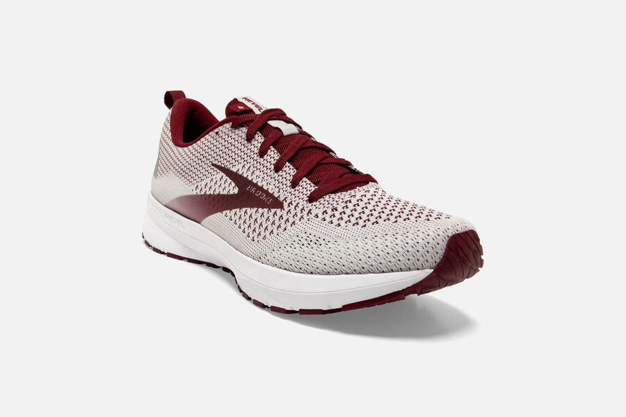 Brooks Running Shoes - Revel 4 Road Womens - White/Burgundy - ZWO-249158